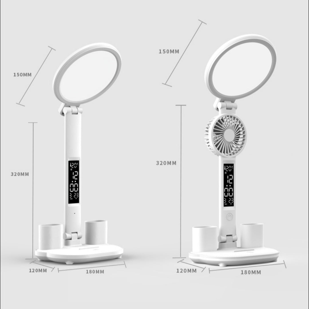 Compact Fan Lamp with Digital Clock
