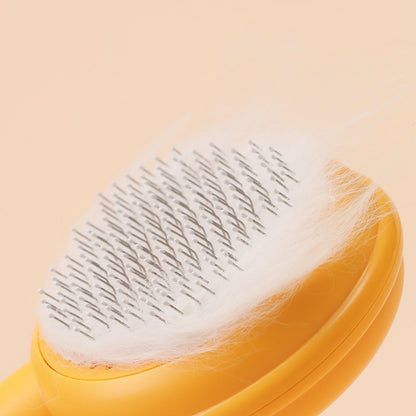 Pet Hair Brush with Self-Cleaning Mechanism
